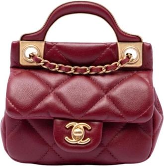 Chanel Pre-owned Quilted Mini Satchel - Dames - Vintage Mini Tas - Rood - ONE Size - Leer - Vintage