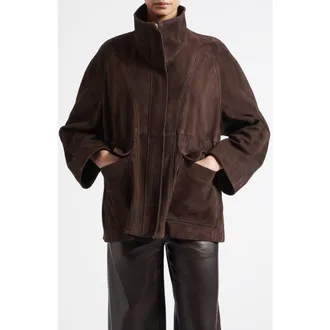 Nour Hammour Quai Suede Jacket in Mocha at Nordstrom, Size 2-4 Us