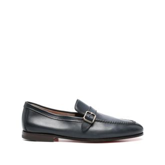 Santoni Loafers, male, Black, 7 1/2 UK, Blue Leather Strap Heel Sandal