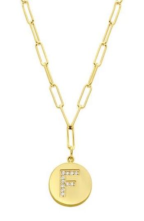 Adornia 14K Gold Plated Pavé Initial Pendant Necklace in Gold-F at Nordstrom Rack