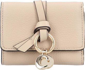 Chlo&eacute; Beige Leather Alphabet Mini Trifold Wallet, Never Carried (Authentic Pre-Loved)