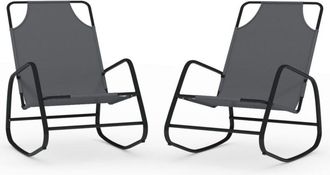 vidaXL Vidaxl - Rocking Sun Loungers 2 pcs Grey Steel and Textilene