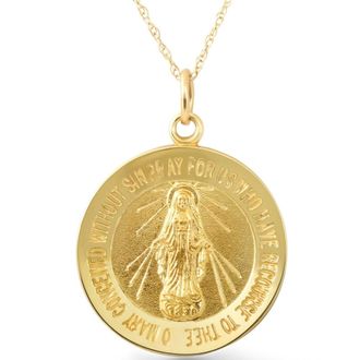 Pompeii3 14k Yellow Gold St. Mary Medal Pendant 1 Tall 4 Grams