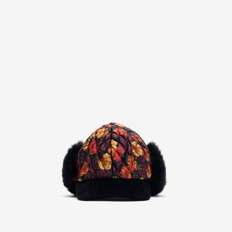 Burberry Geranium Leaf Nylon Trapper Cap, Size: XL