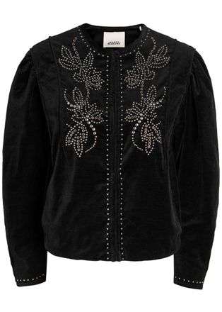 Isabel Marant Pietra Stud-embellished Velvet Jacket - Black - 34 (UK6 / XS)
