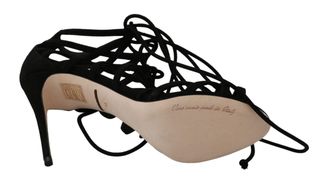 Dolce & Gabbana Black Suede Strap Stilettos Shoes Womens Sandals