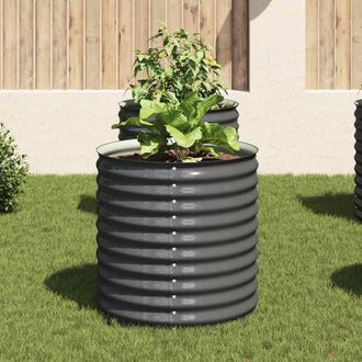 Berkfield Home Garden Raised Bed 80x80x81 cm Galvanised Steel Grey | Size: 80 x 80 x 81 cm