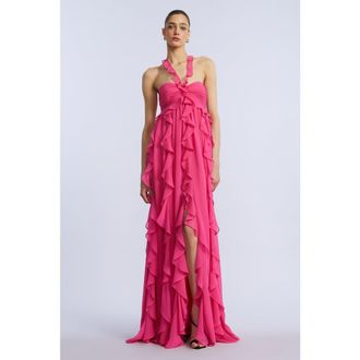 BCBGeneration Ruffle Chiffon Gown in Fuchsia Purple at Nordstrom, Size 2