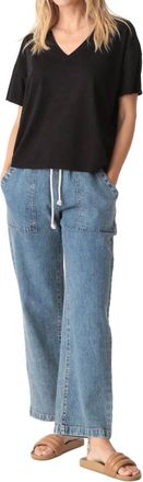 Electric & Rose Chase Brushed Slub V Top In Onyx