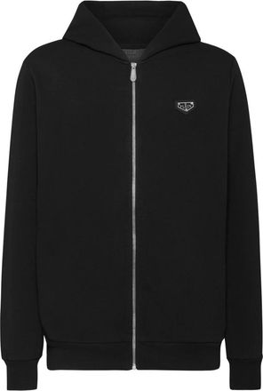 Philipp Plein Hoodies & sweatvesten, Heren, Zwart, 2Xl, Katoen, Hooded Sweatjacket Iconic