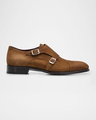Brioni Men & apos;s York Suede Double-Monk Strap Loafers