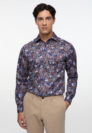 Eterna Langarmhemd ETERNA SLIM FIT, Herren, Gr. 42, Normalgr&ouml;ssen, blau (navy), Satin, 100% Baumwolle, schmal, Manschette, Hemden Langarmhemd, NON IRON (b&uuml;ge