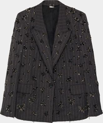SIMKHAI Murphy Sequined Pinstripe Blazer