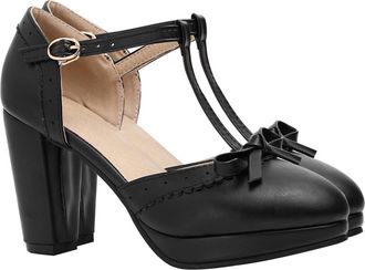 Yarnow Summer Bow-knot Chunky Heel Sandals for Women PU Material Breathable Spring and Summer Footwear Elegant Closed-toe Design with Anti-slip Rubber Sole C