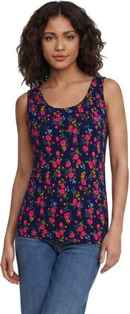 Lands End Cotton Tank Top in Deep Sea Mini Poppy Floral at Nordstrom, Size X-Small