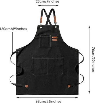 OEM Delantales De Lona Para Hombre Y Mujer, Delantal De Trabajo De Algod&oacute;n Ajustable, Parrilla Y Cafeter&iacute;a, Dise&ntilde;o Duradero Y Cruzado, Blanco Roto