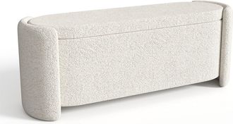 Vente-Unique Banco ba&uacute;l - Tela boucl&eacute; - Blanco roto - FUNOMI