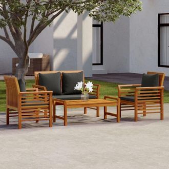 vidaXL Vidaxl - Set Salotto da Giardino 4pz con Cuscini Legno Massello Acacia