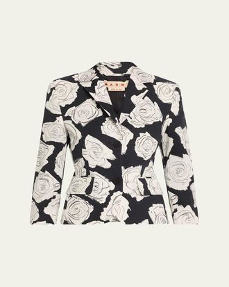 Marni Rose Print Compact Cotton Baby Jacket