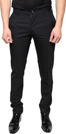 Dolce & Gabbana Black Wool Skinny Men Dress Pants Virgin