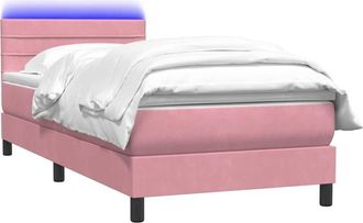 vidaXL Cama Box Spring Con Colch&oacute;n Terciopelo Rosa 90x220 Cm Vidaxl