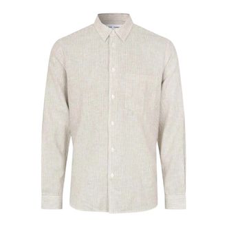 Sams&oslash;e & Sams&oslash;e Lange Mouwen Geweven Shirt - Heren - Casual Overhemden - Beige - M - Katoen - Overhemden