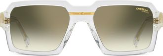 Carrera Victory C 55mm Rectangular Sunglasses in Crystal Gold/Green at Nordstrom