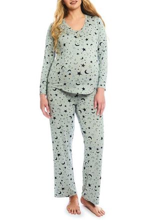 Everly Grey Laina During & After 2-Piece Maternity/Nursing Sleep Set in Twinkle Night at Nordstrom, Size X-Large