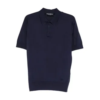 Dolce & Gabbana Polo Shirts, male, Blue, Size: 3XL Polo Neck Jumper S/S