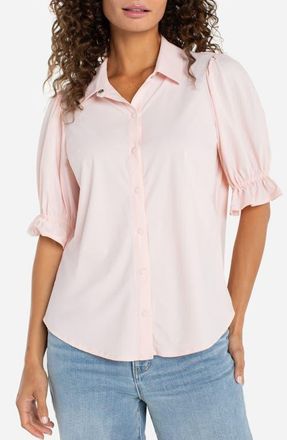 Liverpool Puff Sleeve Knit Snap-Up Shirt in Lt Pink at Nordstrom, Size X-Small