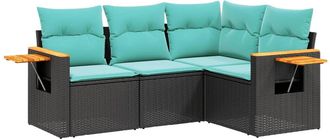 vidaXL Vidaxl - Set Divani Da Giardino 4 Pz Con Cuscini Nero In Polyrattan