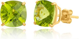 MAX + STONE Sterling Silver or Gold 8mm Cushion Cut Gemstone Birthstone Stud Earrings