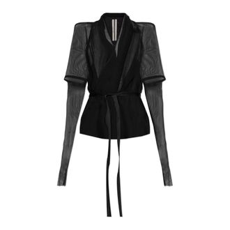 Rick Owens Blazers, female, Black, Size: M Transparent Turtleneck Blazer