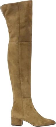 Generic Women Over Knee Suede Boots Round Toe Mid Heel Warm Lined Winter Elegant Long Boot