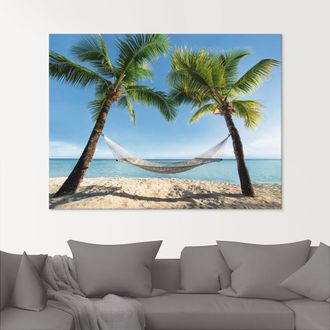 Artland Glasbild »Palmenstrand Karibik mit Hängematte« Amerika 1 Stk. tlg. in verschiedenen Grössen
