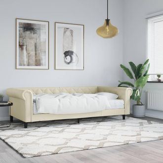 vidaXL Vidaxl - Sof&aacute; Cama Con Colch&oacute;n Cuero Sint&eacute;tico Crema 90x200 Cm