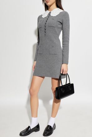Self Portrait Dress With Detachable Collar, Womens, Grey
