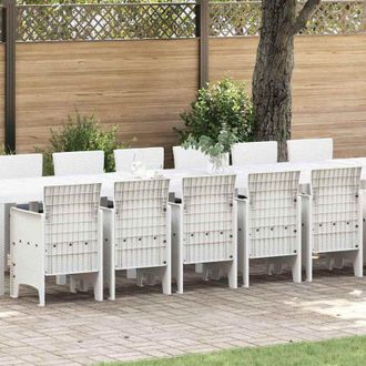 vidaXL Conjunto De Comedor De Jard&iacute;n 17 Pcs Blanco Ratan Polt Vidaxl
