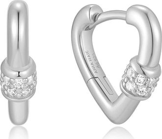 Ania Haie Mini Heart Huggie Hoop Earrings in Silver at Nordstrom