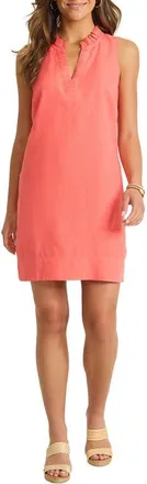 Tommy Bahama Two Palms Double Ruffle Linen Dress in Melon Berry at Nordstrom, Size X-Small