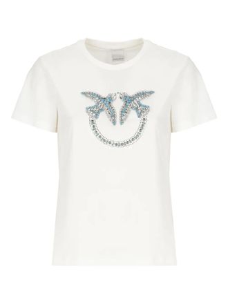 Pinko Love Birds studded T-shirt - Neutrals