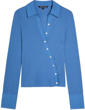 Veronica Beard Brenner Button-effect Cotton-blend top - Blue - S (UK8-10 / S)