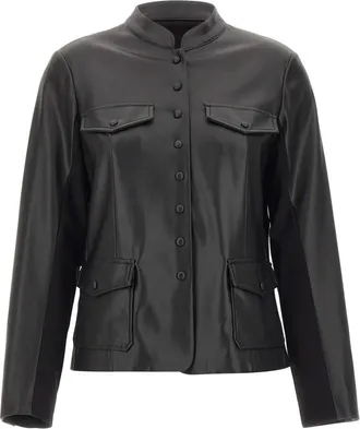 Elena Miro Jassen, Dames, Zwart, XL, Leer, Imitatielederen jas