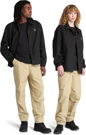 Timberland Unisex Woven Badge Ripstop Coach Jacket - Black Cotton - Size Medium