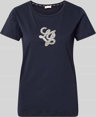 Liu Jo T-Shirt mit Rundhalsausschnitt und Strasssteinbesatz in Marine, Gr&ouml;&szlig;e XL