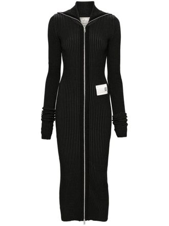 Miharayasuhiro Midi-jurk met logopatch - Zwart