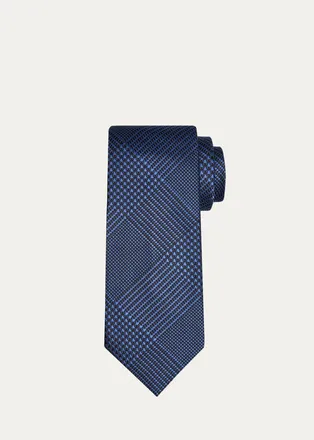 Tom Ford Mens Glen Plaid Linen Tie