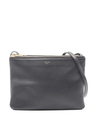 Celine 2000s large Trio leather shoulder bag - Black