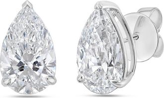 Diana M. Jewels 14kt 4ct Lab Grown 3 Prong Studs pear cut, DEF color, VS clarity, excellent cut