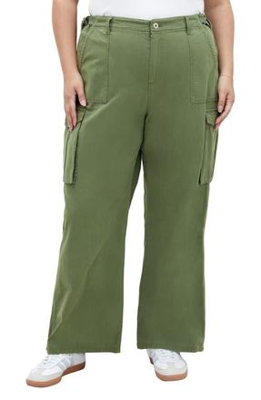 City Chic Mia Cargo Pants in Olive at Nordstrom, Size Xl